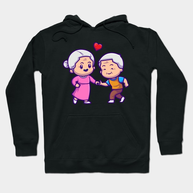 Cute Grandparents Couple Dancing Cartoon Hoodie by Catalyst Labs